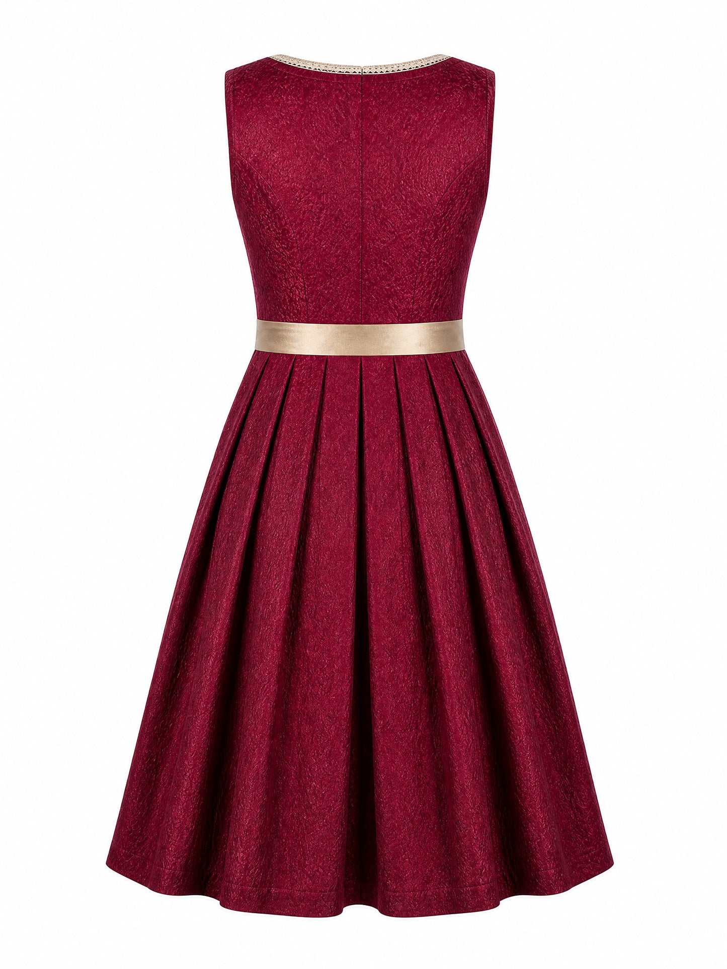 Cranberryrot Dirndl Lara – Eckige Linie