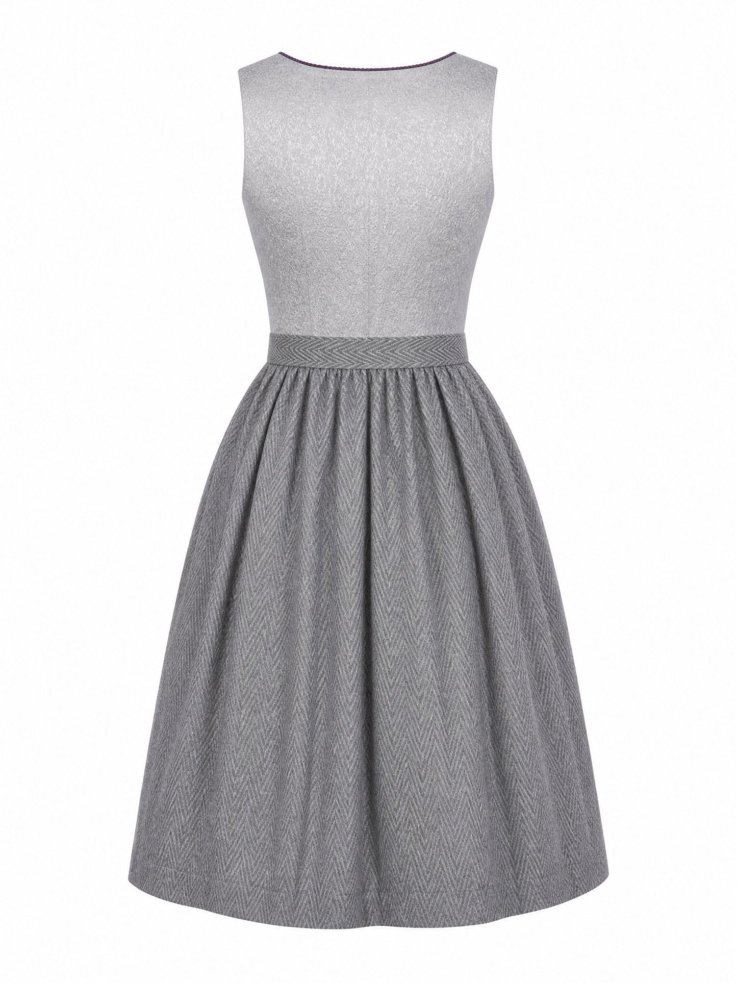 Perlgrau Dirndl Laura – Eckige Linie