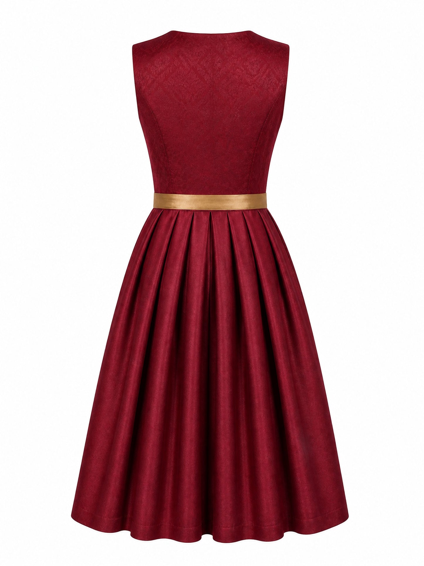 Cranberryrot Dirndl Paula – Eckige Linie