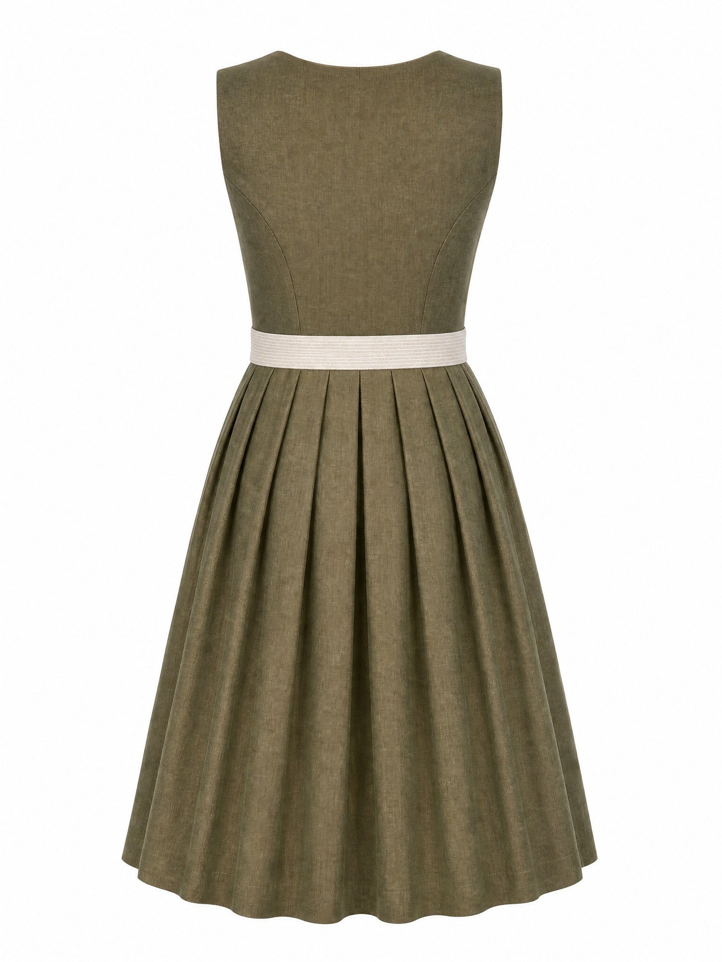 Dunkeloliv Dirndl Camilla – Eckige Linie