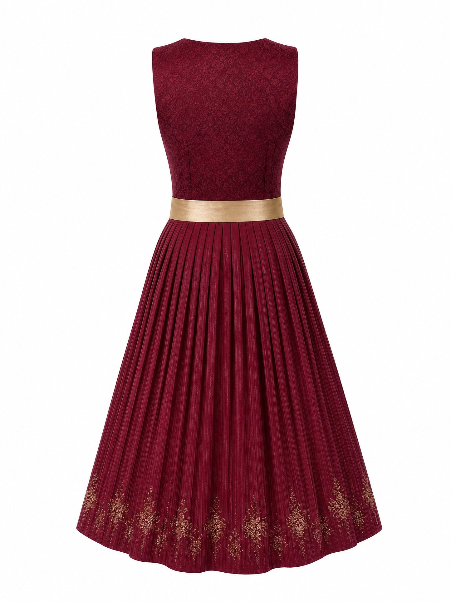 Cranberryrot Dirndl Nadine – Eckige Linie