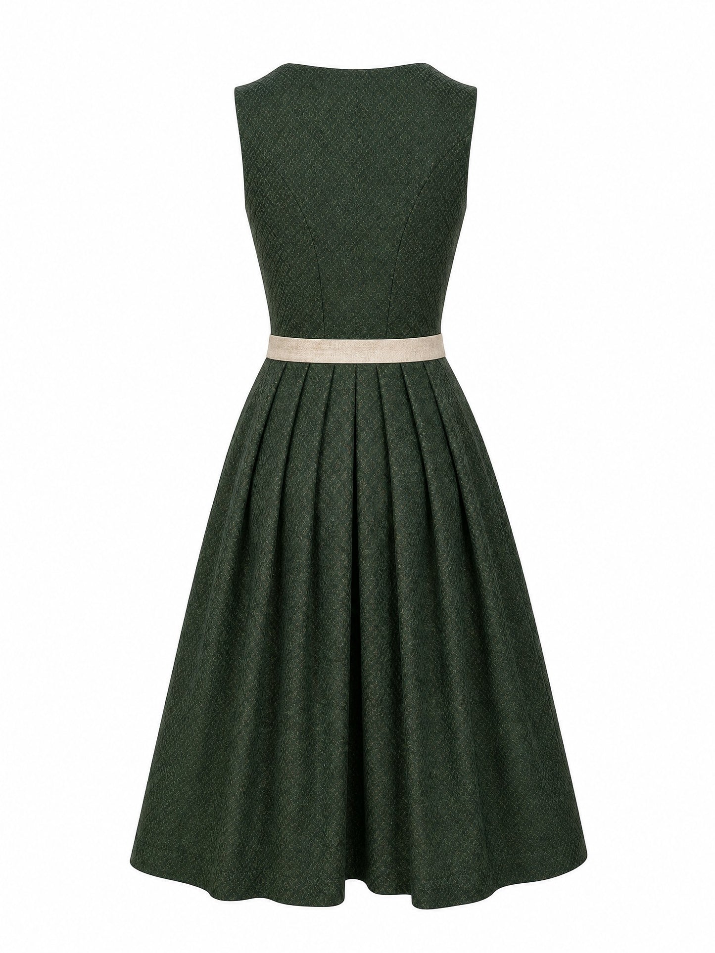 Dirndl Pia in Waldgrün mit Haferbeige Schürze - Rückansicht