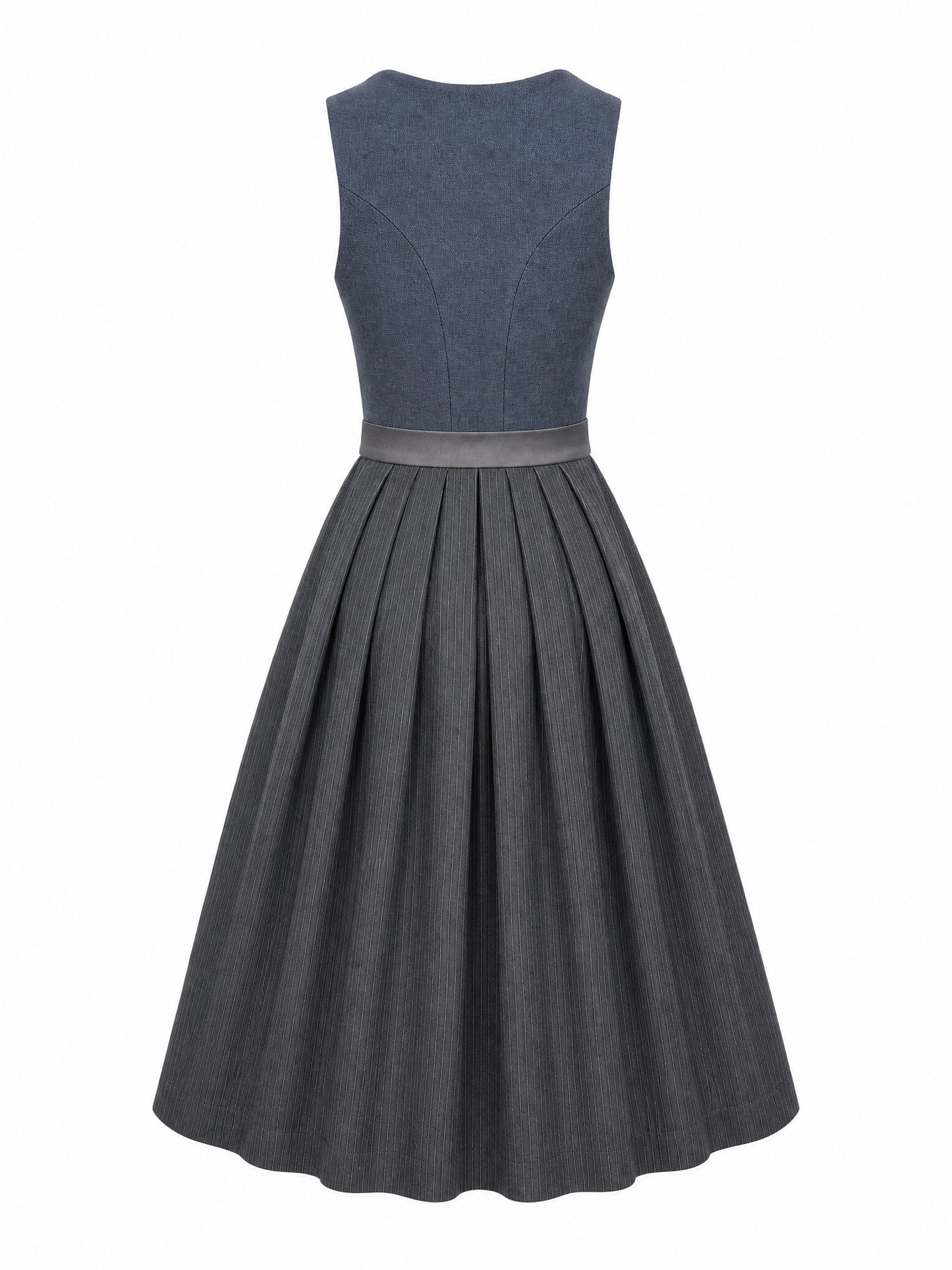 Stahlblau Dirndl Elina – Eckige Linie