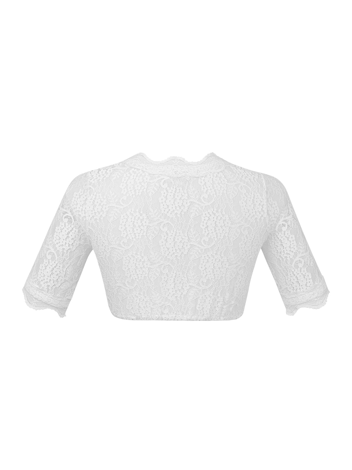 Lilly Dirndlbluse – weiß, V-Ausschnitt, kurzarm