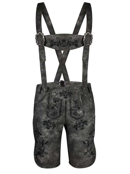 Trachten-Lederhose Norman in Grau – Stickereien