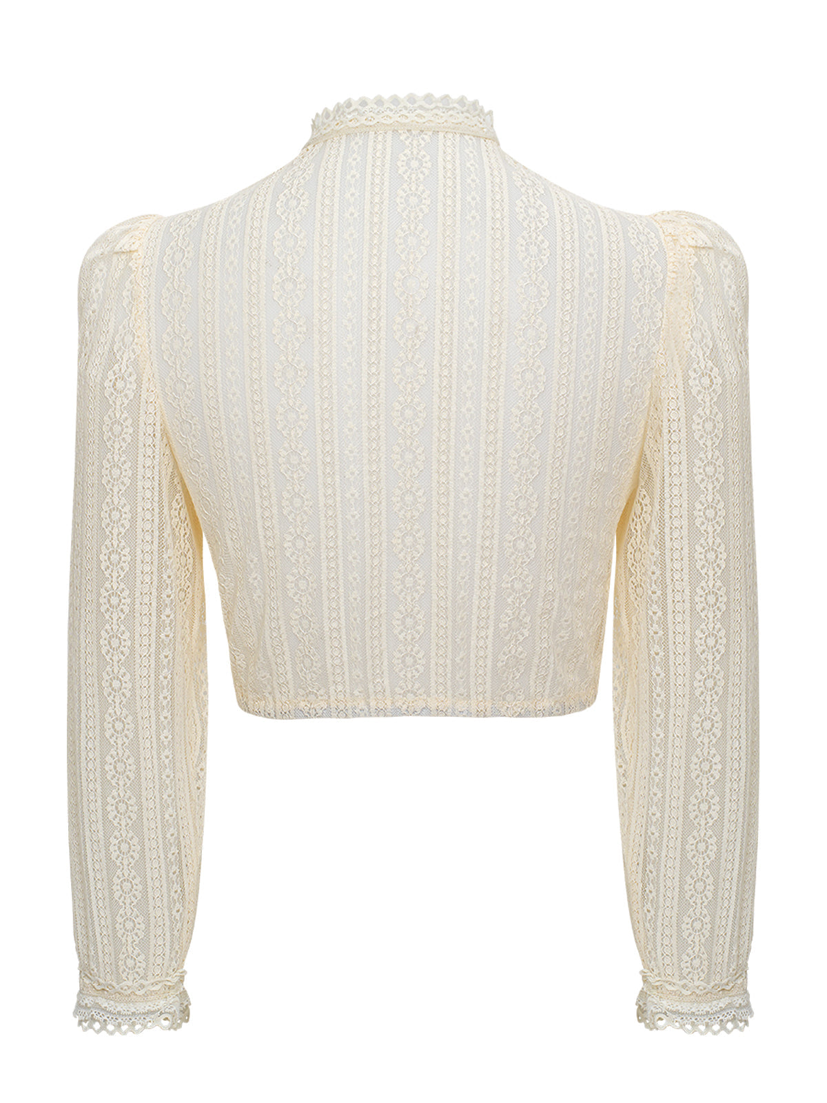 Velin Dirndlbluse – Beige, Hochgeschlossen, Langarm