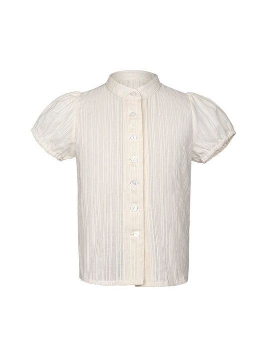 Trachten-Kinder-Dirndlbluse Kaka in Beige – Hochgeschlossen