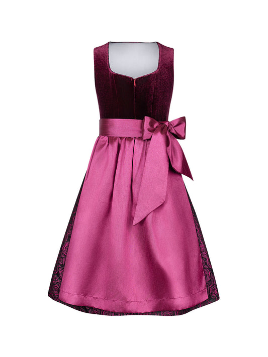 Trachten-Kinder-Dirndl Klara in Pink – Herz-Ausschnitt