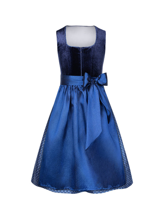 Trachten-Kinder-Dirndl Leonie in Blau – Gerader Ausschnitt