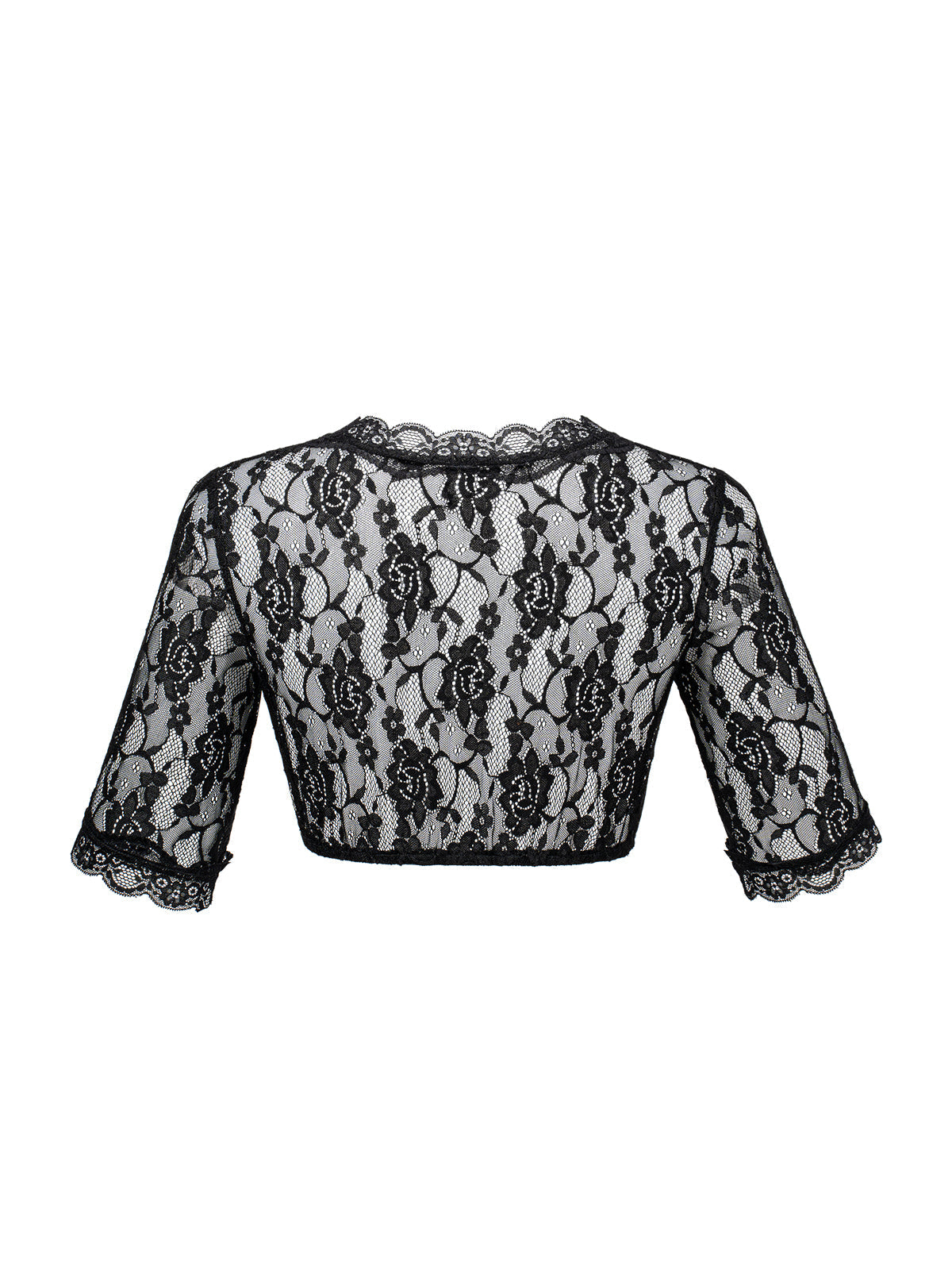 Anette Dirndlbluse – Schwarz, V-Ausschnitt, halbarm
