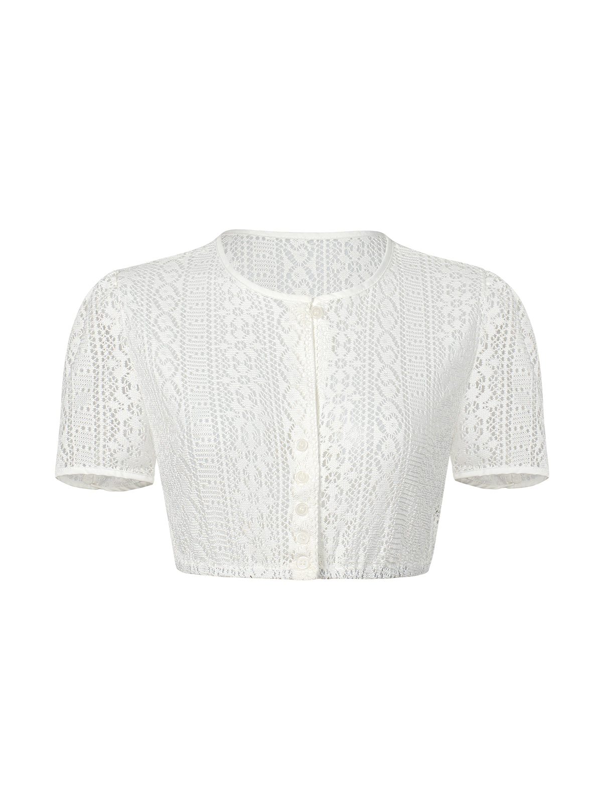 Iliana Dirndlbluse – Weiß, kurzarm