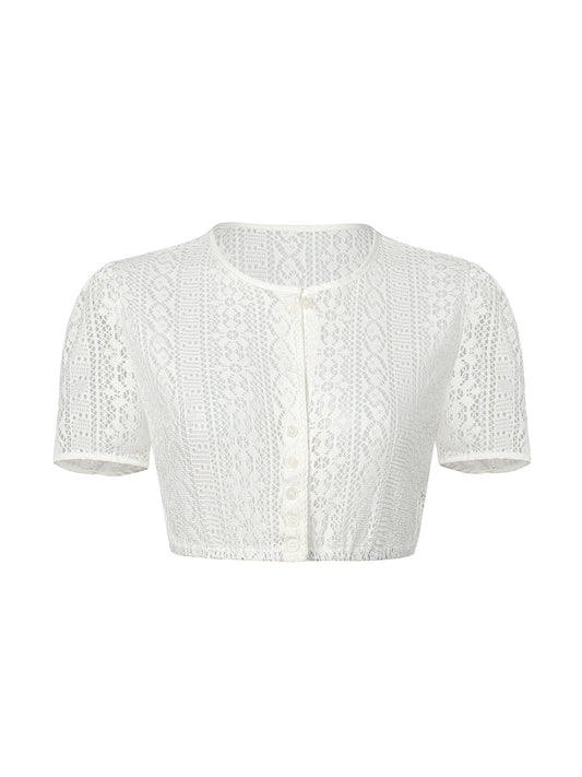 Iliana Dirndlbluse – Weiß, kurzarm