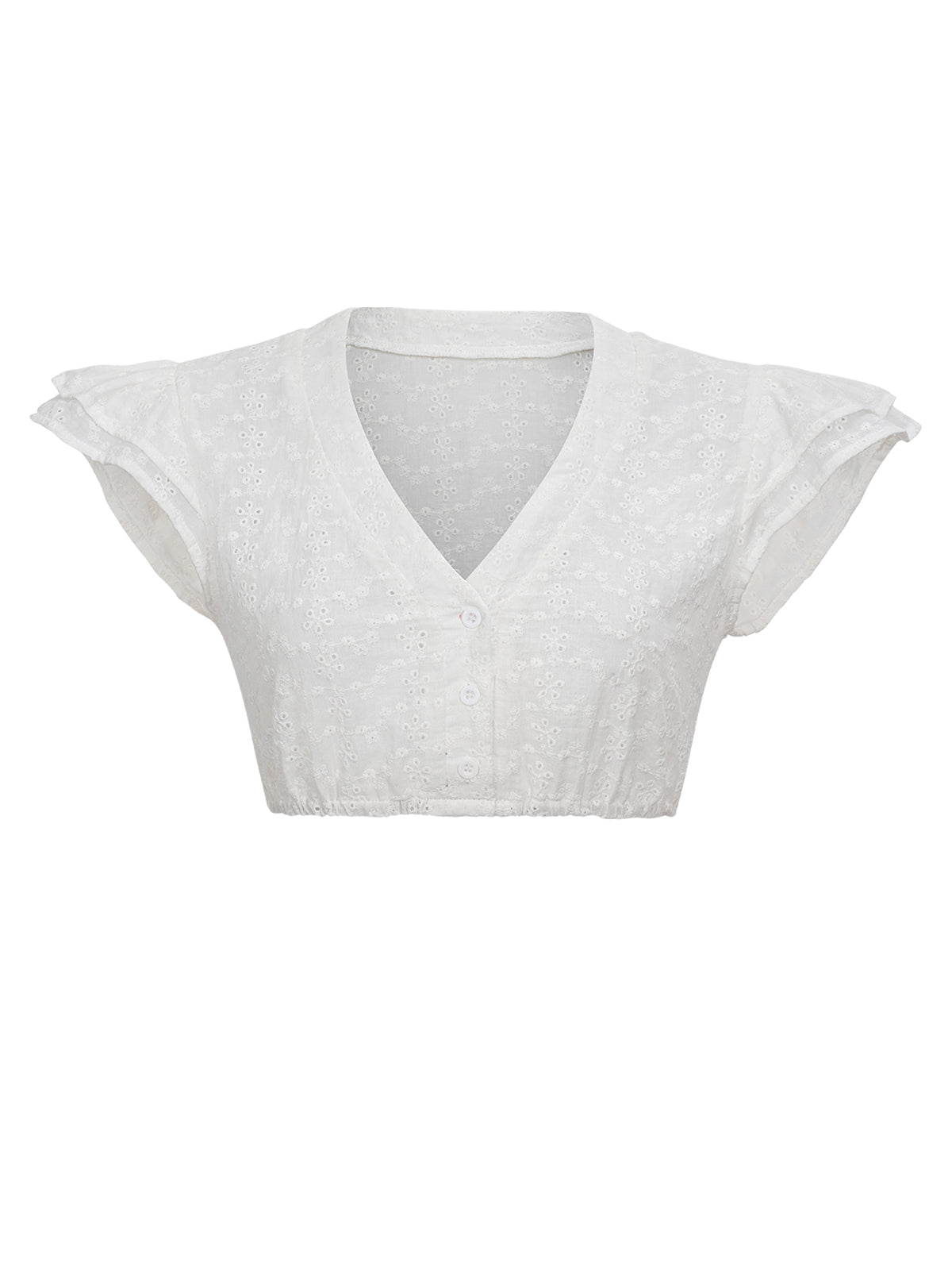 Tess Dirndlbluse – Weiß, V-Ausschnitt
