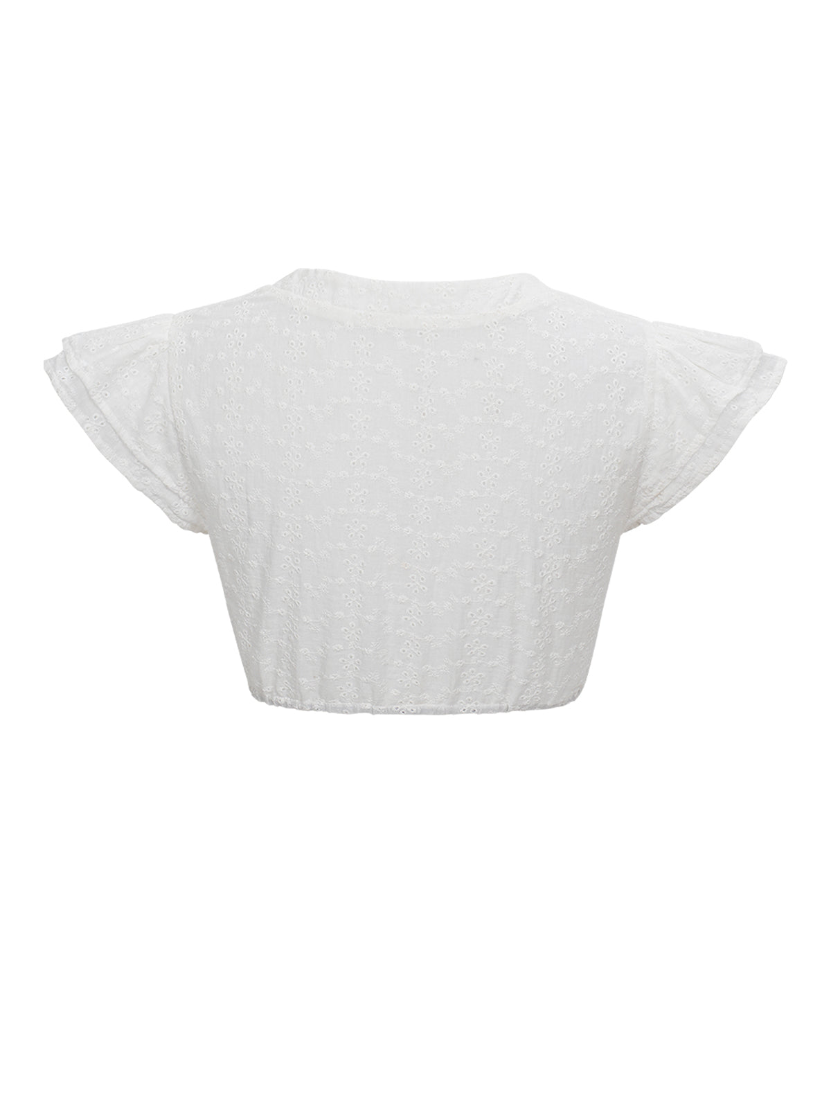 Tess Dirndlbluse – Weiß, V-Ausschnitt