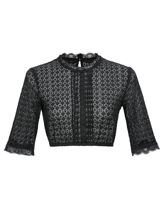 Kiana Dirndlbluse – Schwarz, Halbarm
