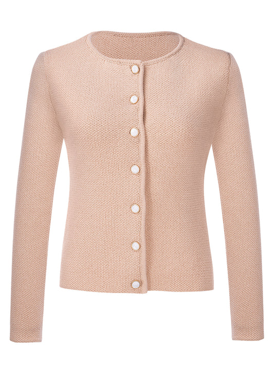 Trachtenstrick Strickjacke Mira Creme in Braun