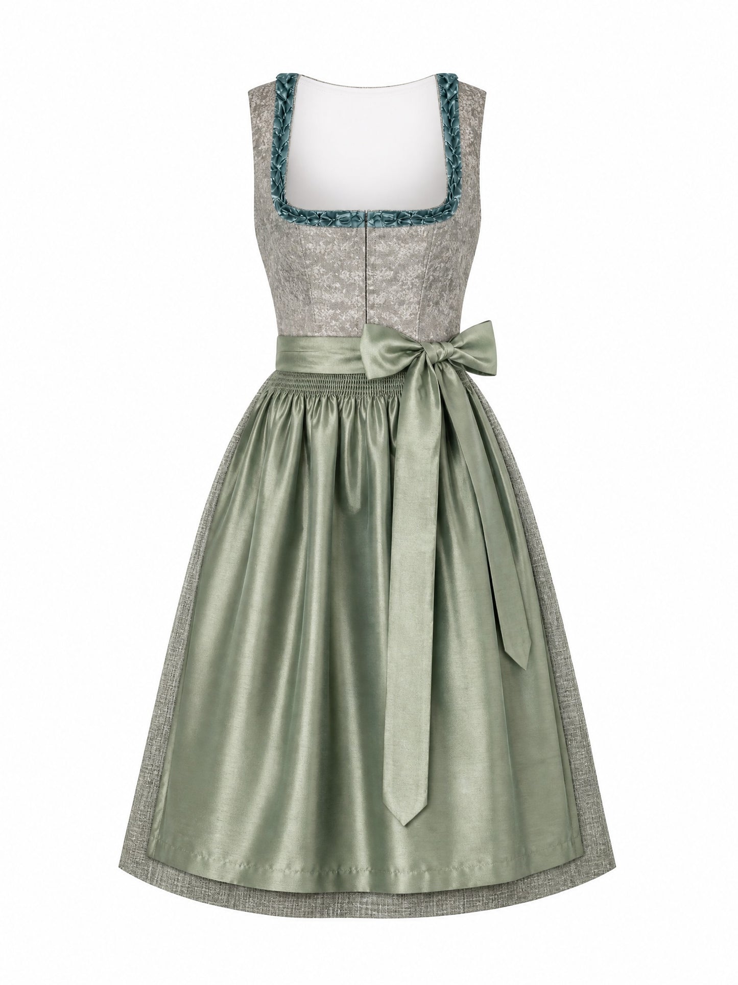 Flechtengrau Dirndl Katharina – Eckige Linie