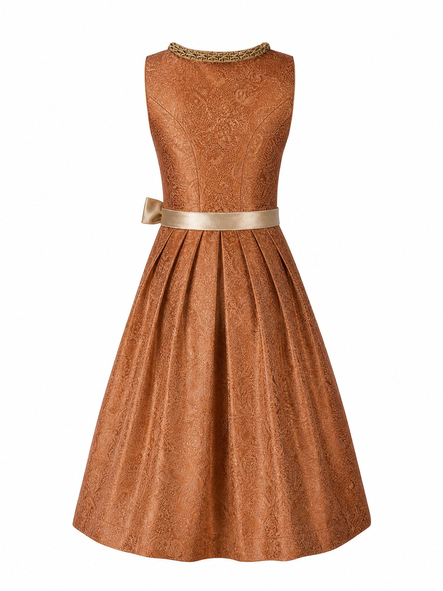 Dirndl Emma in Sienabraun mit Champagner Schürze - Rückansicht