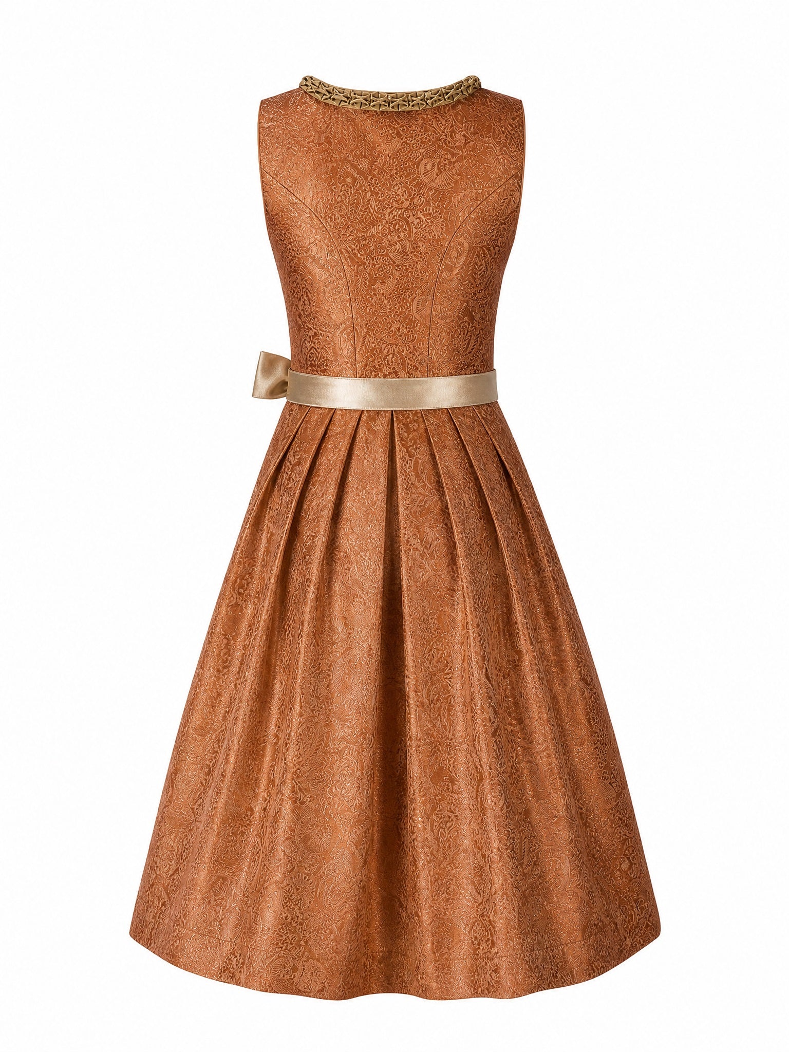 Dirndl Emma in Sienabraun mit Champagner Schürze - Rückansicht