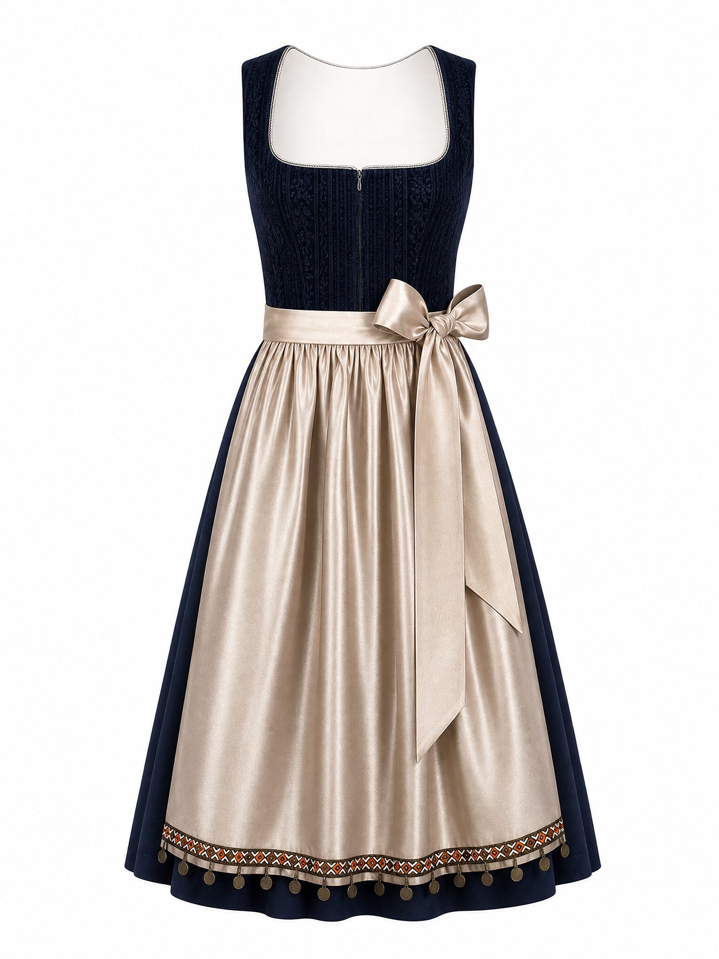 Mitternachtsblau Dirndl Stella – Eckige Linie