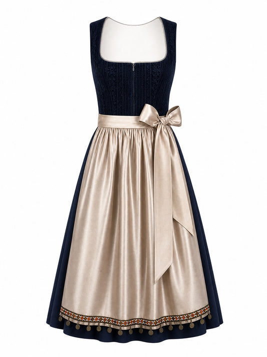 Mitternachtsblau Dirndl Stella – Eckige Linie