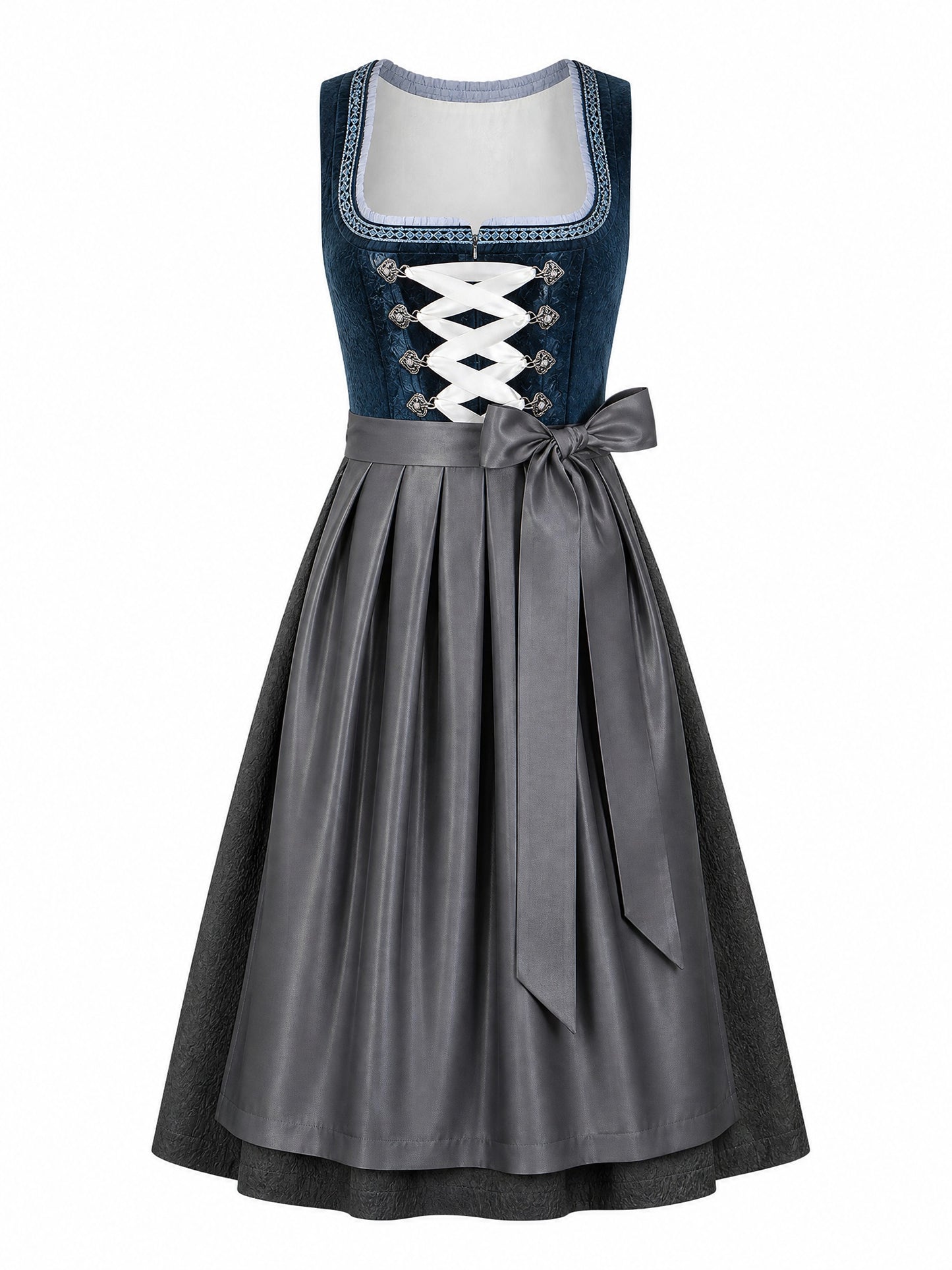 Dunkelpetrol Dirndl Theresa – Eckige Linie