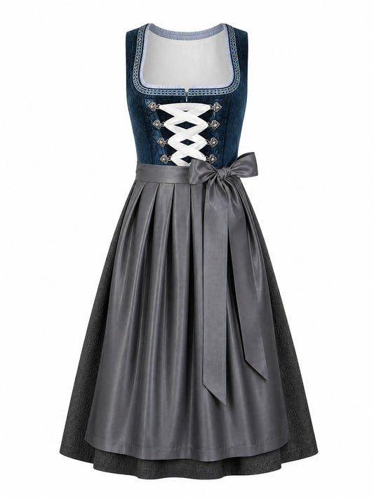 Dunkelpetrol Dirndl Theresa – Eckige Linie