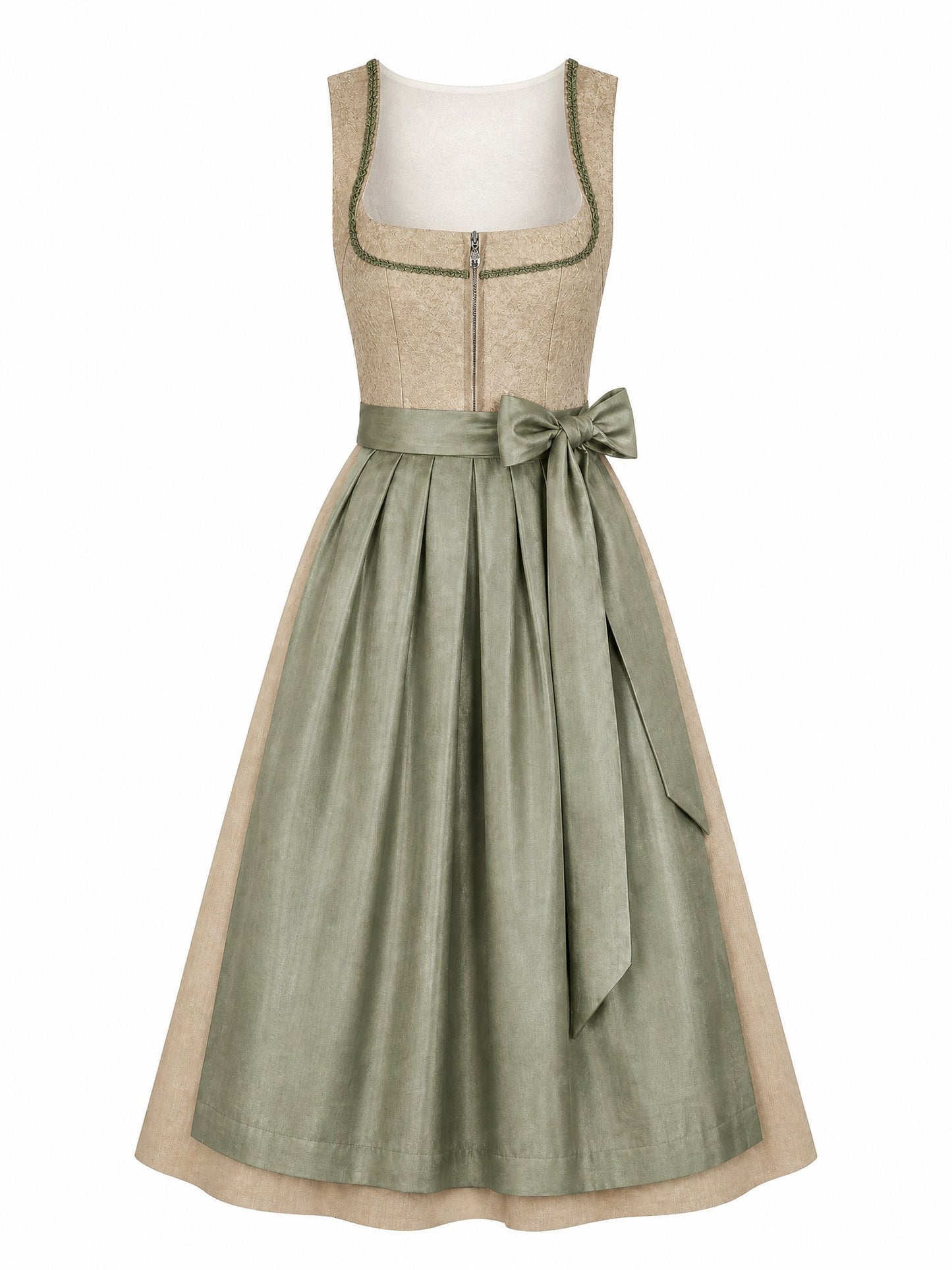 Tonbeige Dirndl Valentina – Eckige Linie