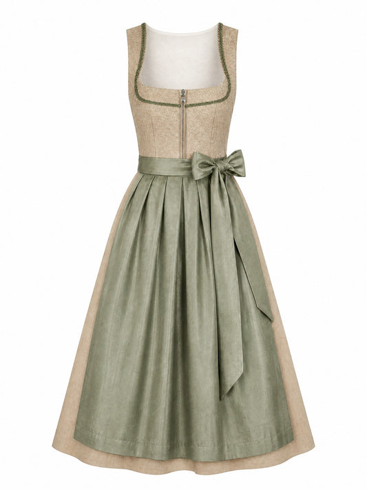 Tonbeige Dirndl Valentina – Eckige Linie