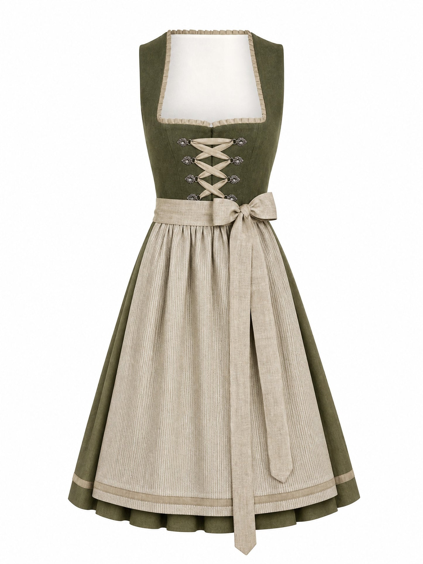 Dunkeloliv Dirndl Milena – Herzform