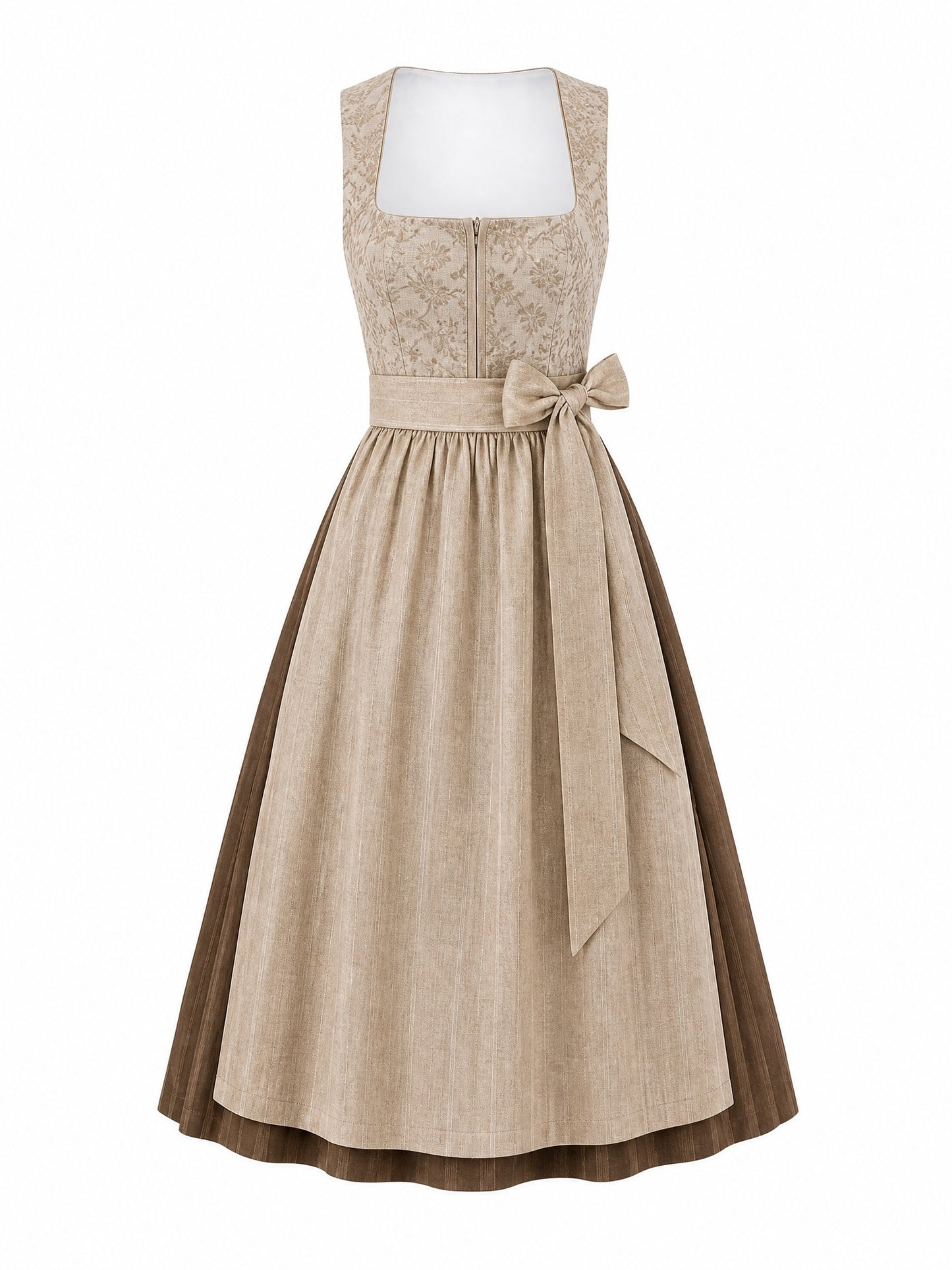 Haferbeige Dirndl Miriam – Eckige Linie