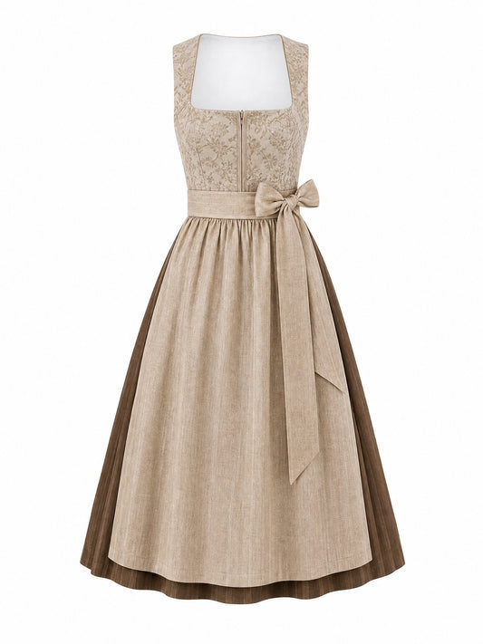 Haferbeige Dirndl Miriam – Eckige Linie
