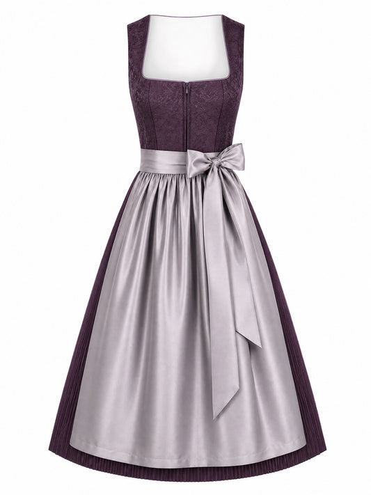 Aubergine Dirndl Leonie – Eckige Linie
