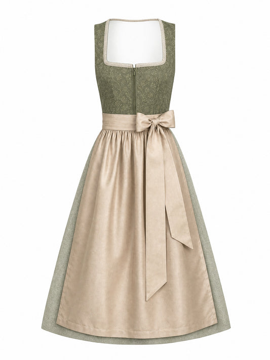 Moosgrün Dirndl Mona – Eckige Linie