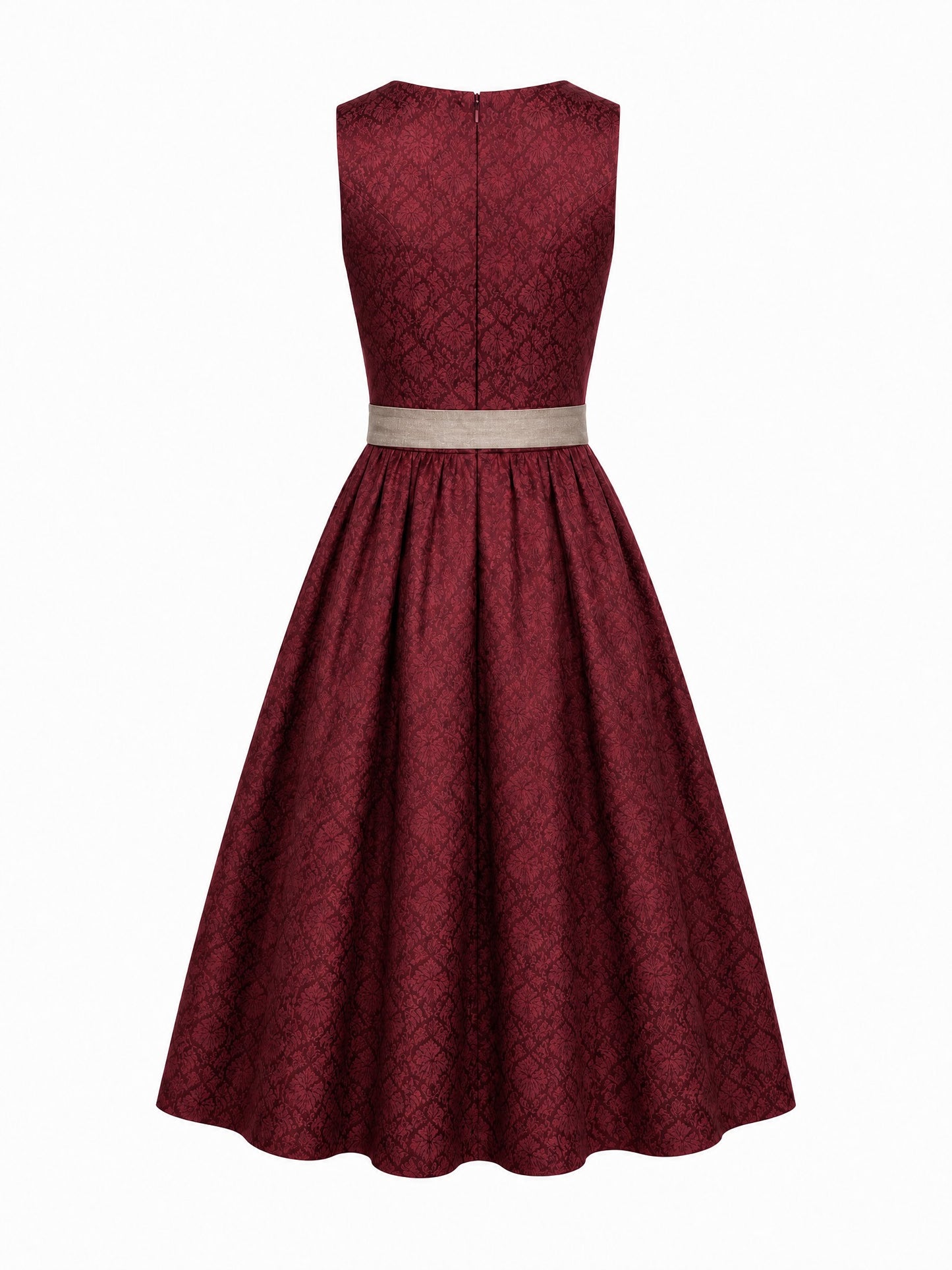 Weinrot Dirndl Alina – Eckige Linie