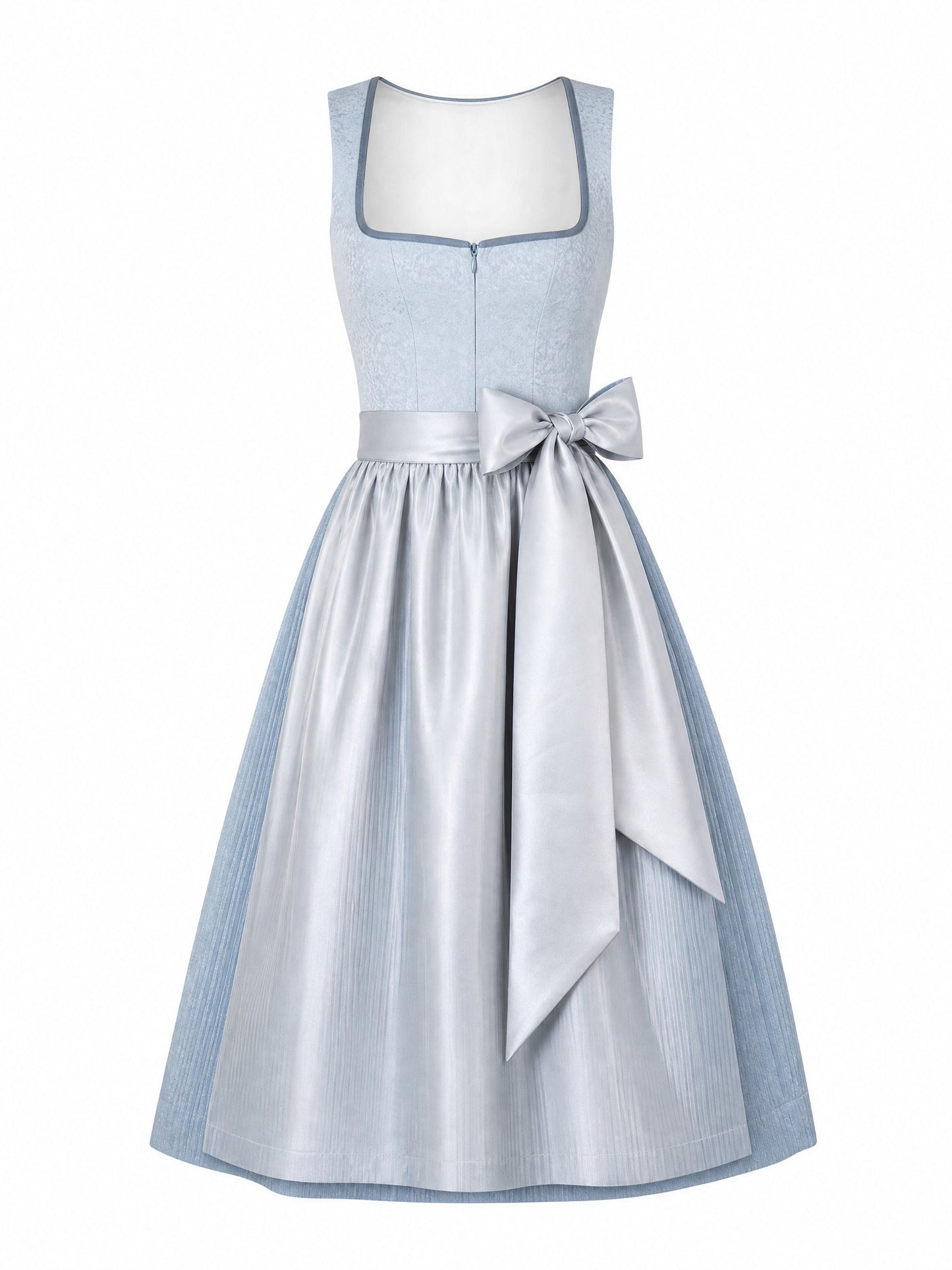 Puderblau Dirndl Lina – Eckige Linie