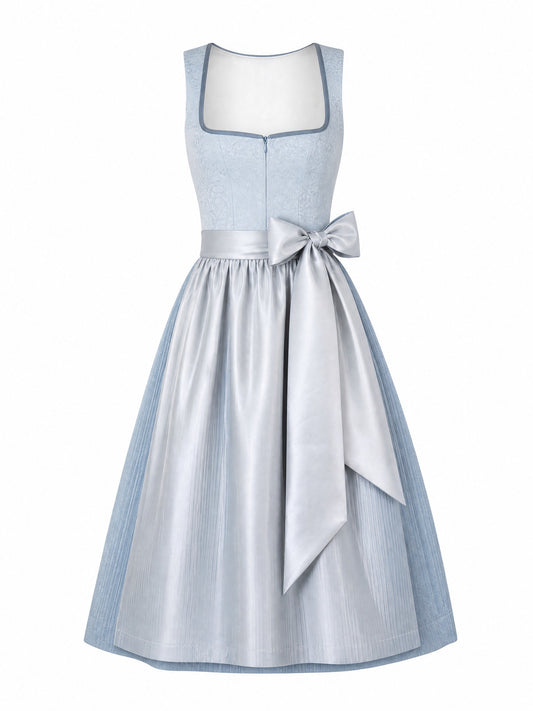 Puderblau Dirndl Lina – Eckige Linie