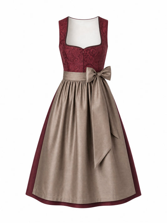 Weinrot Dirndl Nina – Herzform