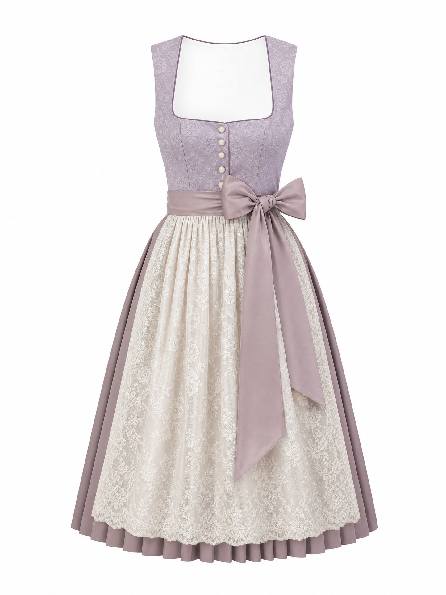 Alt-Lavendel Dirndl Bella – Eckige Linie