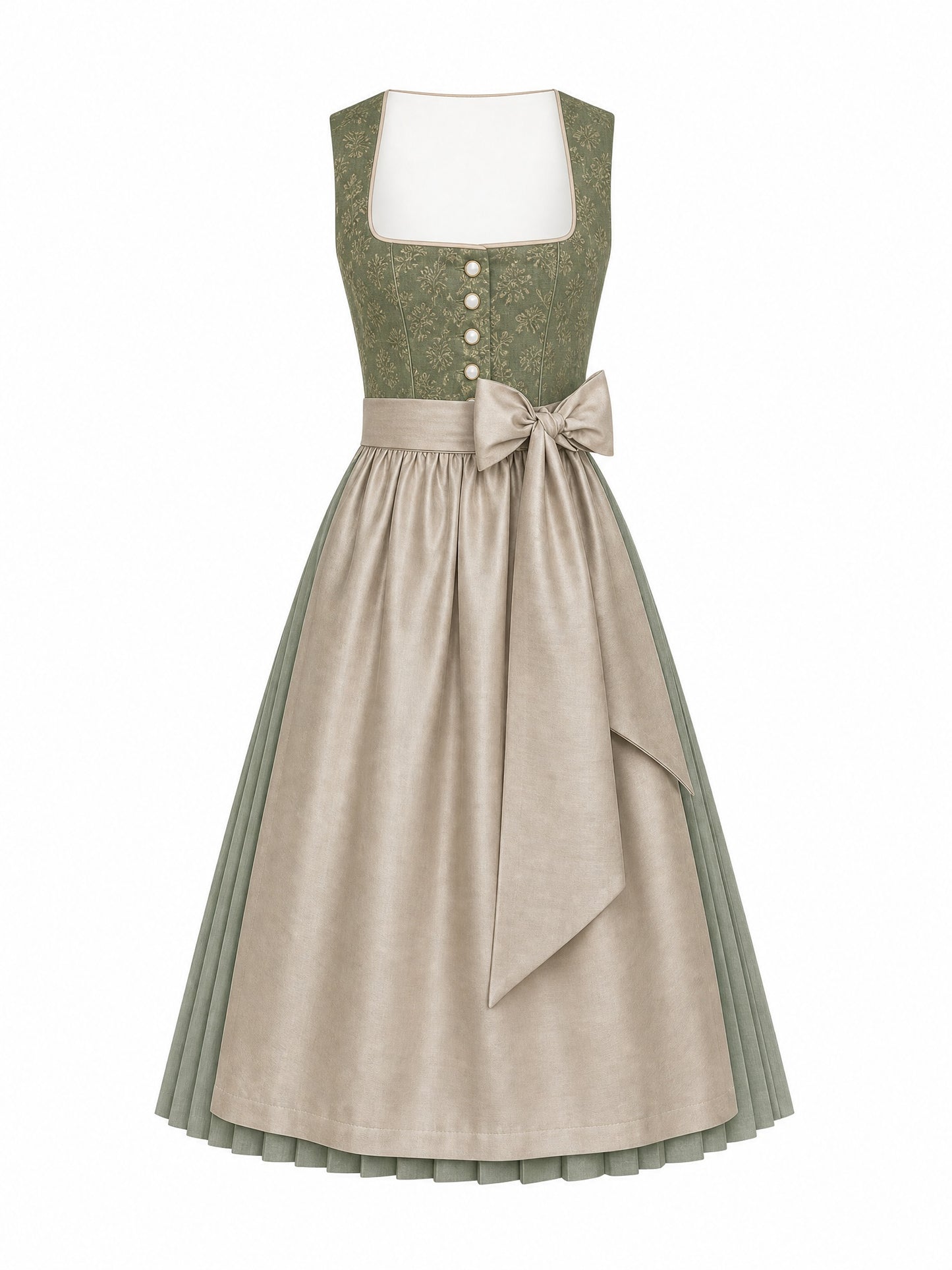 Moosgrün Dirndl Mara – Eckige Linie