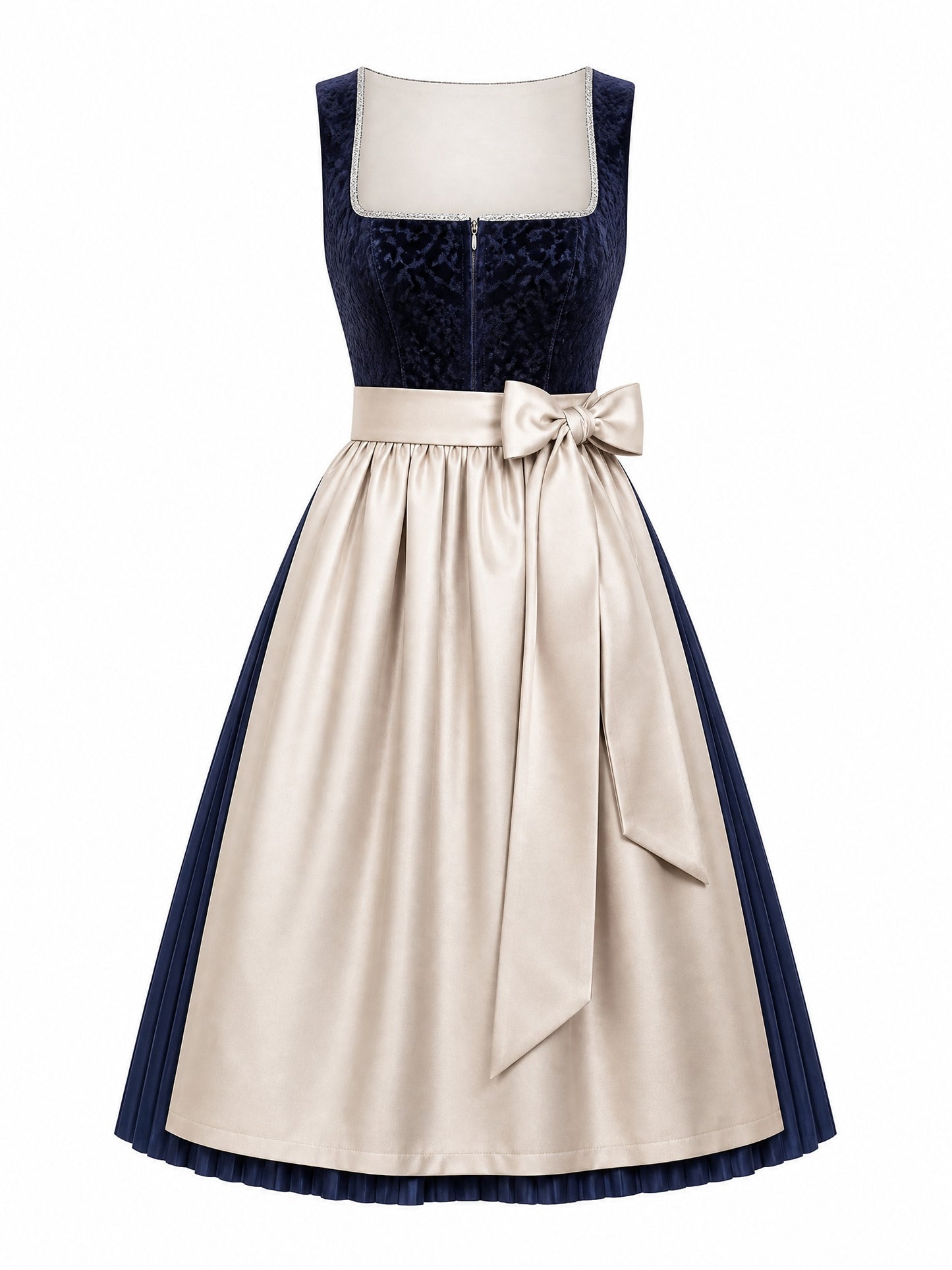 Mitternachtsblau Dirndl Mia – Eckige Linie
