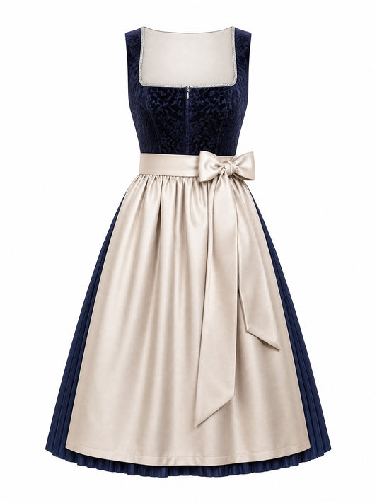 Mitternachtsblau Dirndl Mia – Eckige Linie