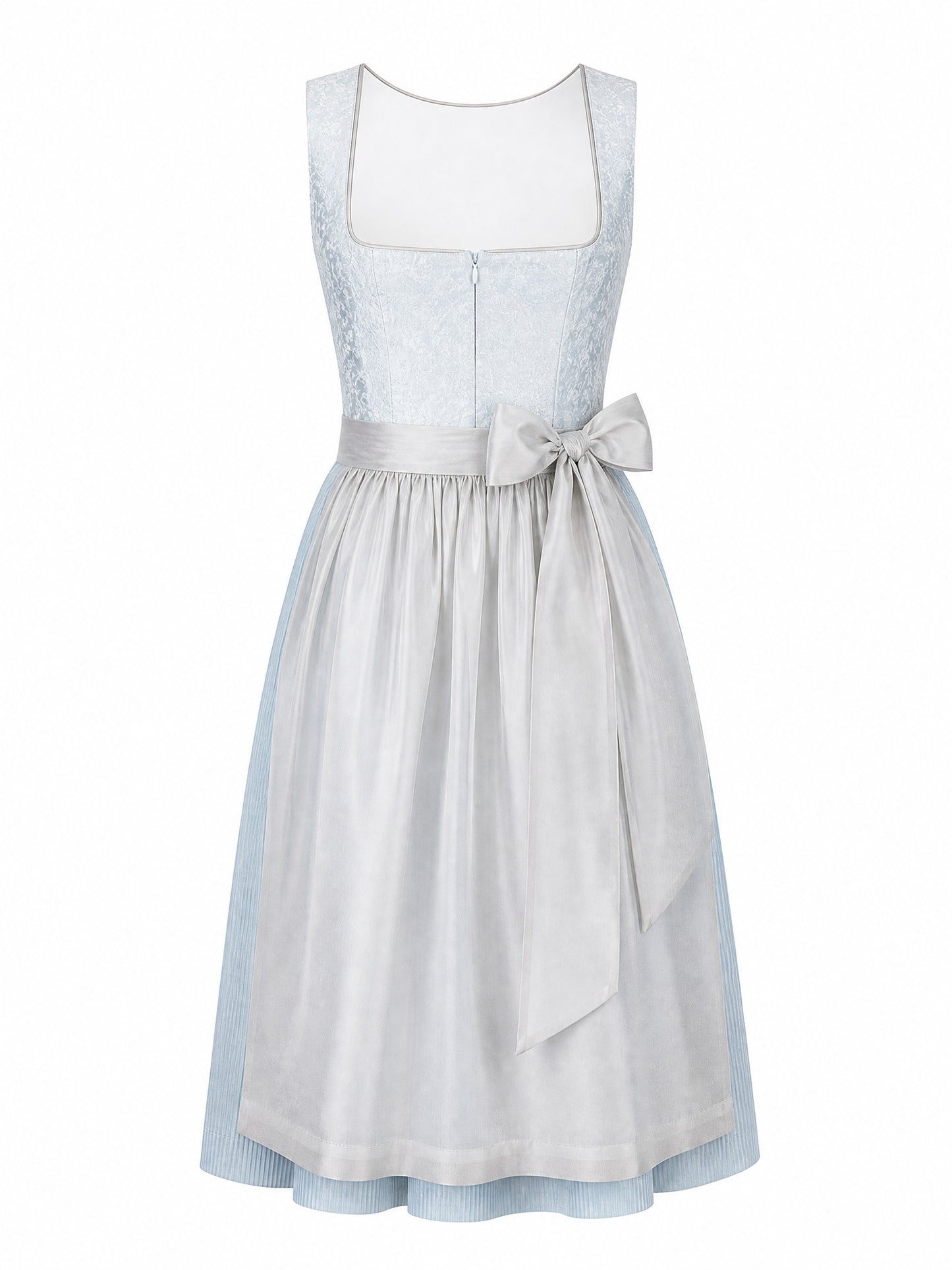 Dirndl Alina in Eisblau mit Perlgrau Schürze - Vorderansicht