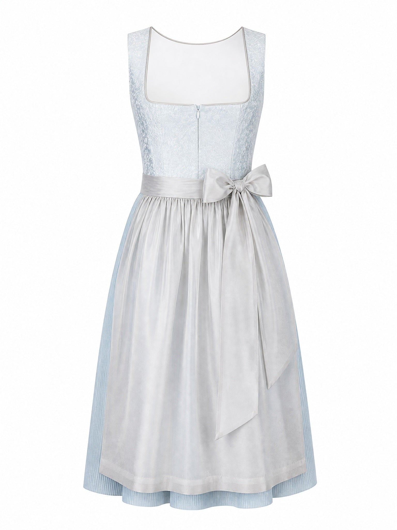 Dirndl Alina in Eisblau mit Perlgrau Schürze - Vorderansicht