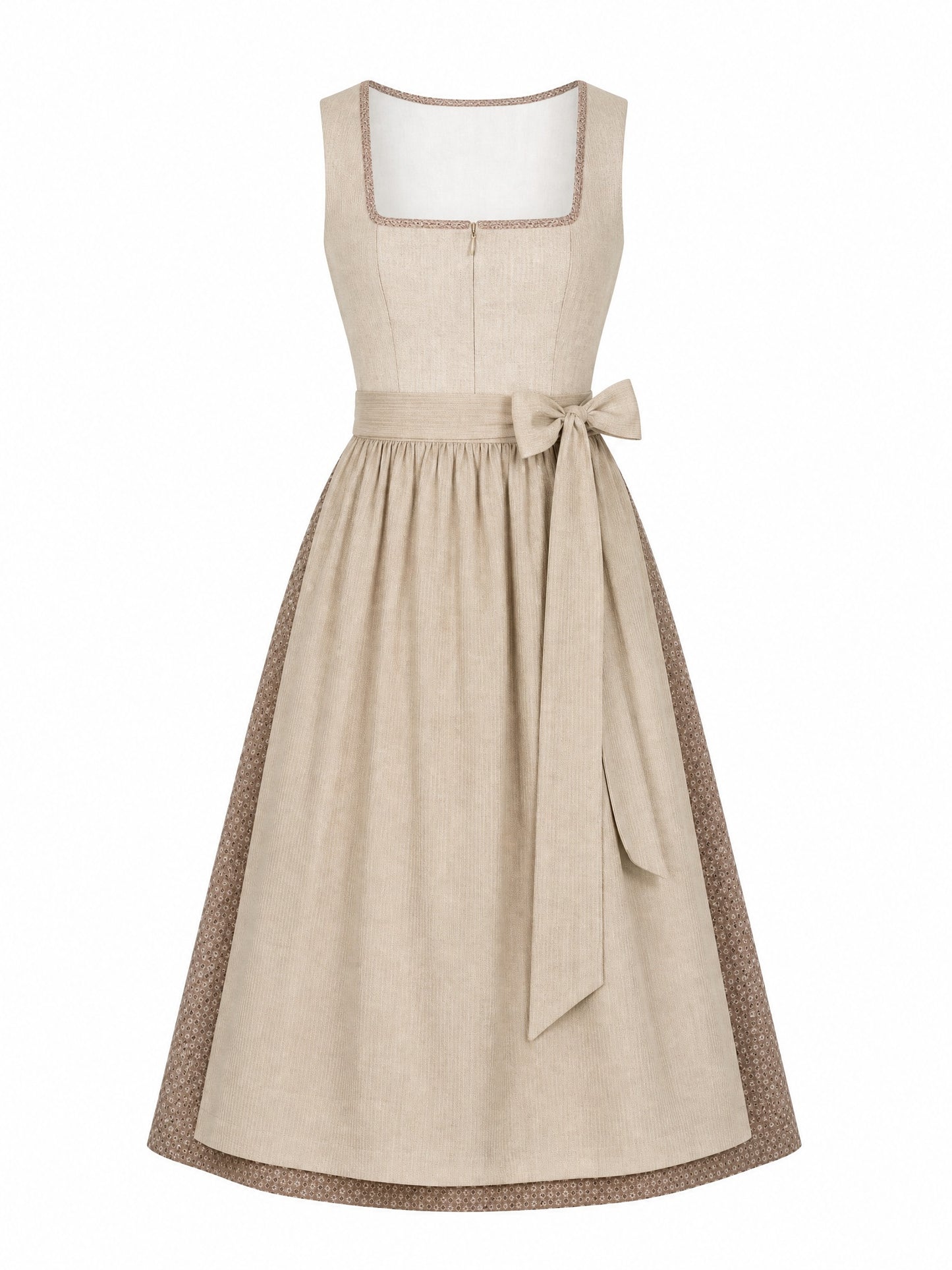 Haferbeige Dirndl Mila – Eckige Linie