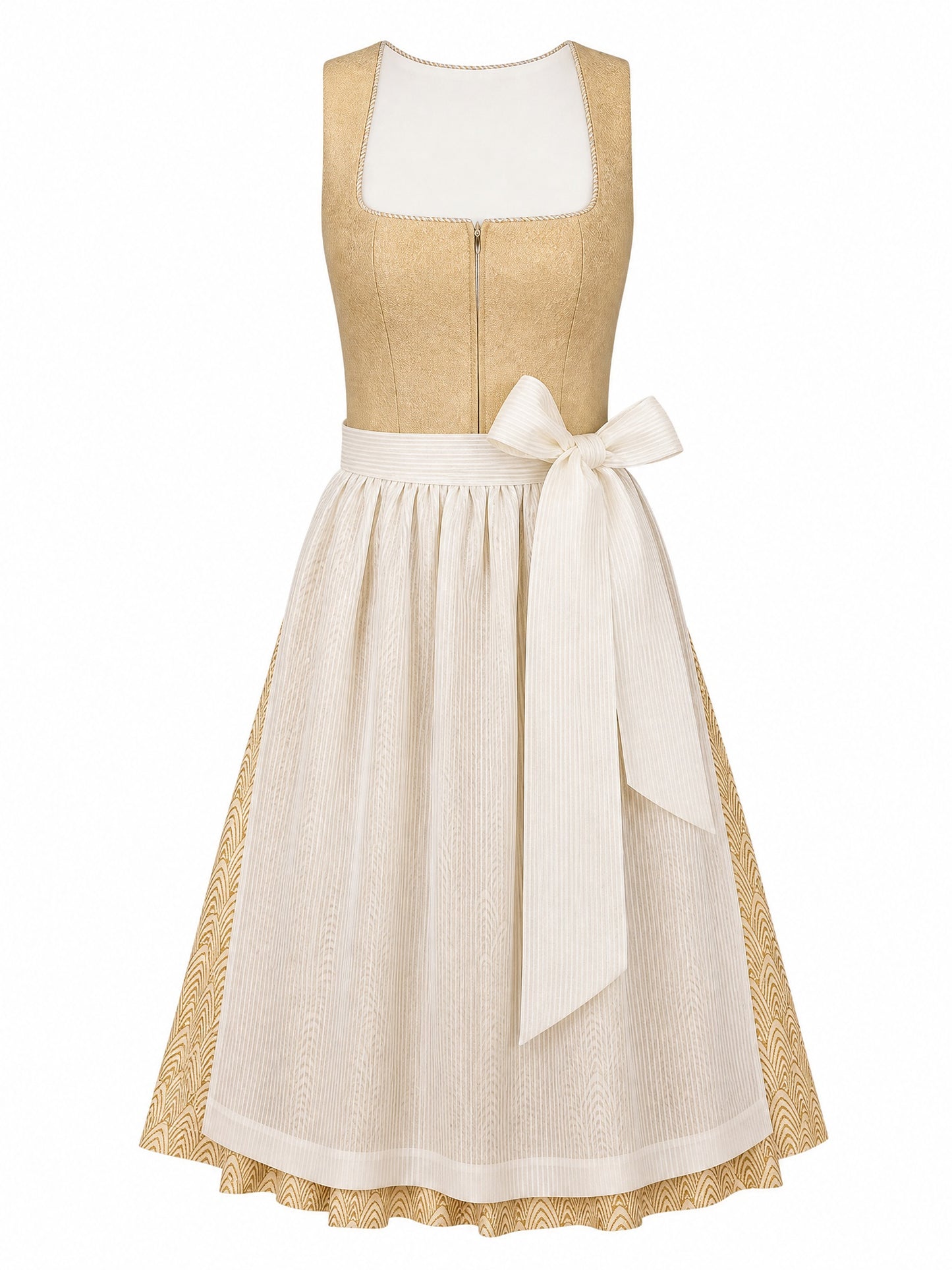 Silberblau Dirndl Carla – Eckige Linie