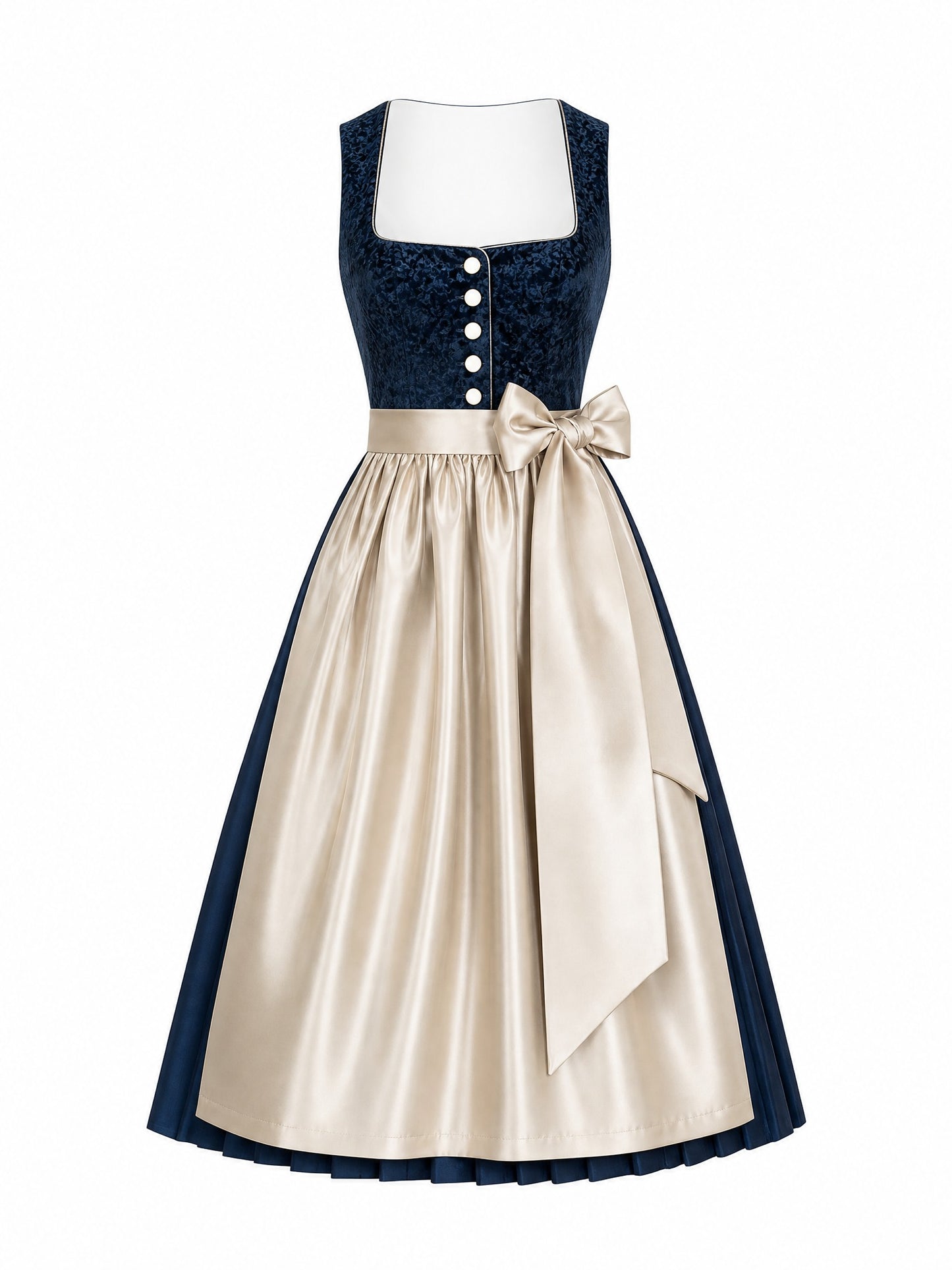 Mitternachtsblau Dirndl Charlotte – Eckige Linie
