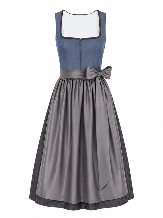 Stahlblau Dirndl Ronja – Eckige Linie
