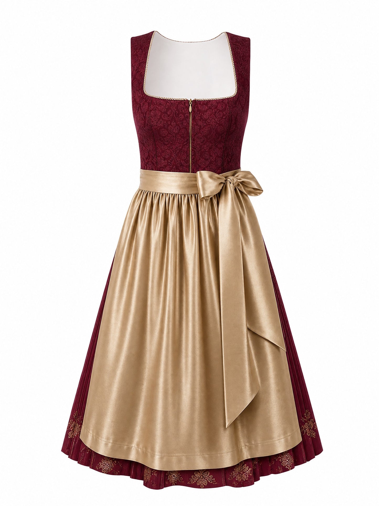 Cranberryrot Dirndl Nadine – Eckige Linie