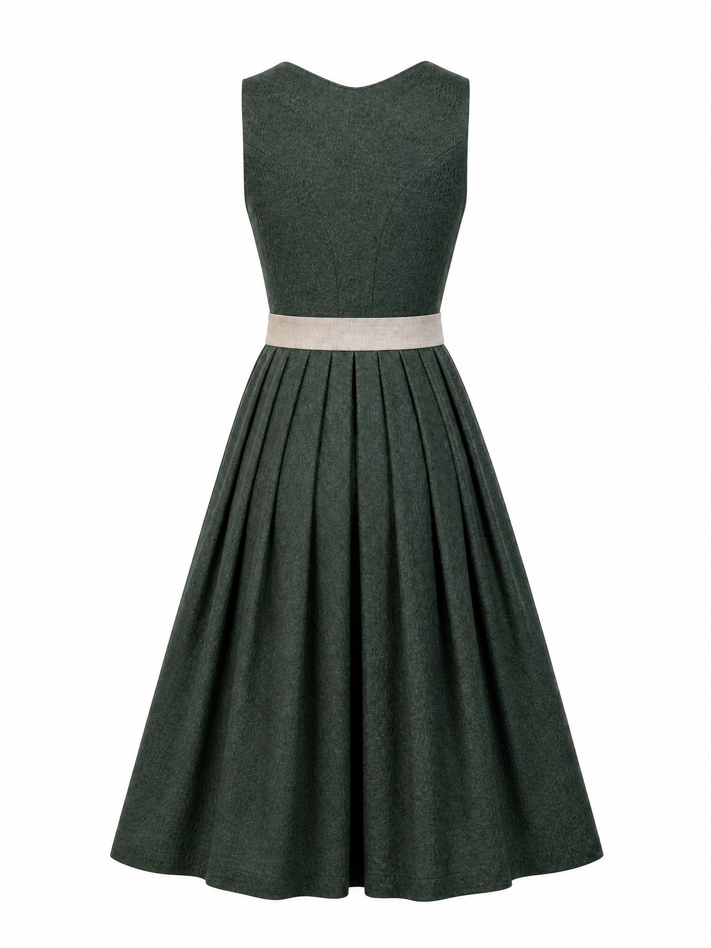 Dirndl Anika in Waldgrün mit Haferbeige Schürze - Rückansicht